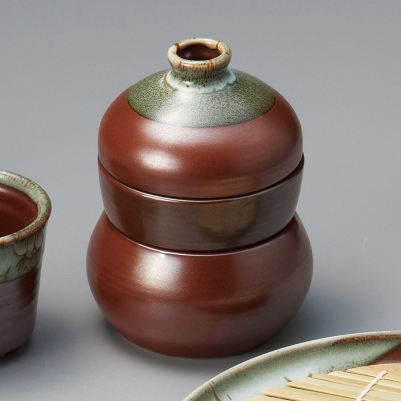 山万 36216-290 柿釉うのふ流し三段徳利蒸し 1個（ご注文単位1個）【直送品】