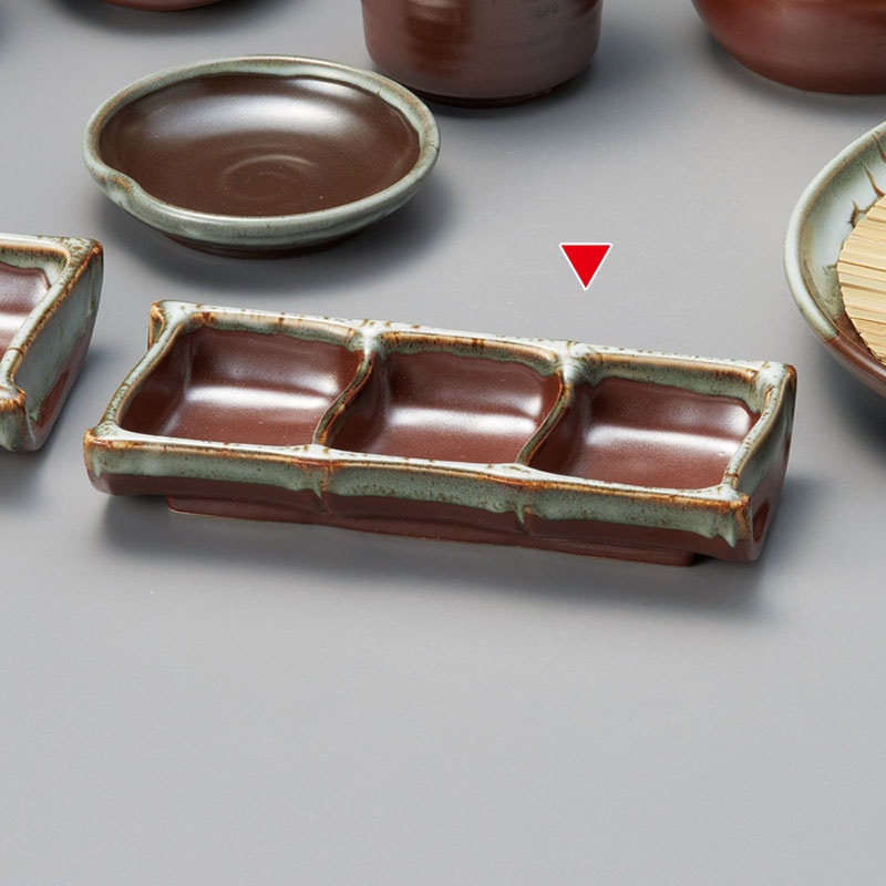 山万 36219-290 柿釉うのふ流し三品皿 1個（ご注文単位1個）【直送品】