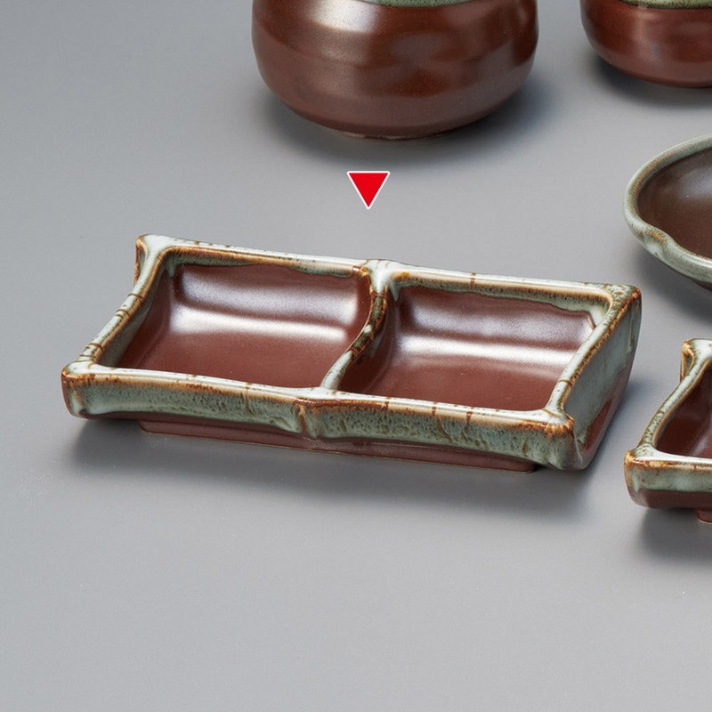 山万 36220-290 柿釉うのふ流し二品皿 1個（ご注文単位1個）【直送品】