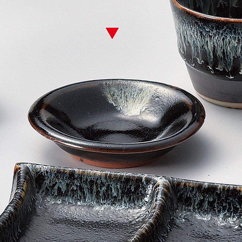 山万 36434-230 ゆず天目白糸薬味皿 1個（ご注文単位1個）【直送品】