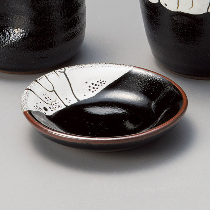 山万 36511-450 天目白流し薬味皿 1個（ご注文単位1個）【直送品】