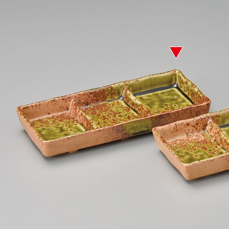 山万 36832-030 織部吹三ツ切皿 1個（ご注文単位1個）【直送品】