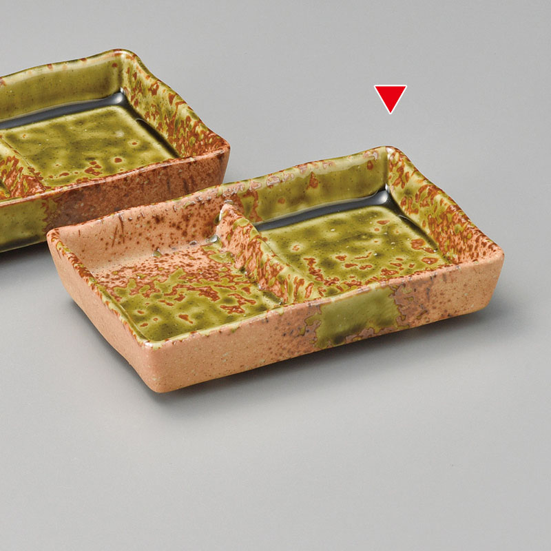 山万 36833-030 織部吹二ツ切皿 1個（ご注文単位1個）【直送品】