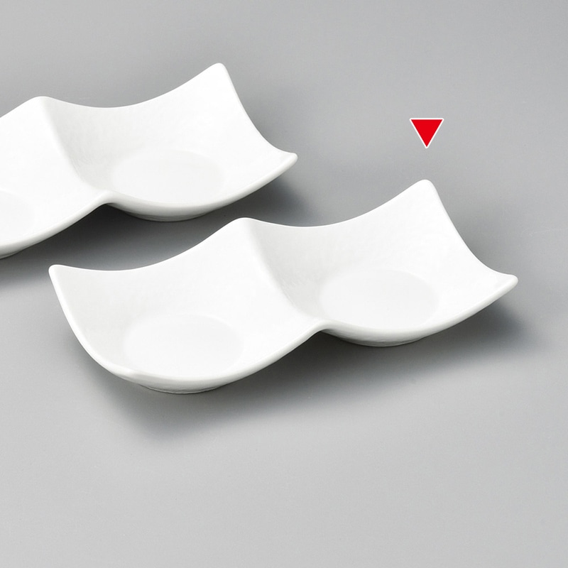 山万 36807-430 白磁石目型2連皿(大) 1個（ご注文単位1個）【直送品】