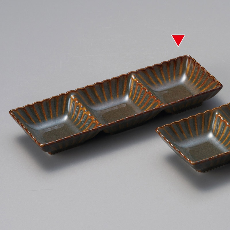 山万 36909-020 かすみ 山藍3連皿 1個（ご注文単位1個）【直送品】