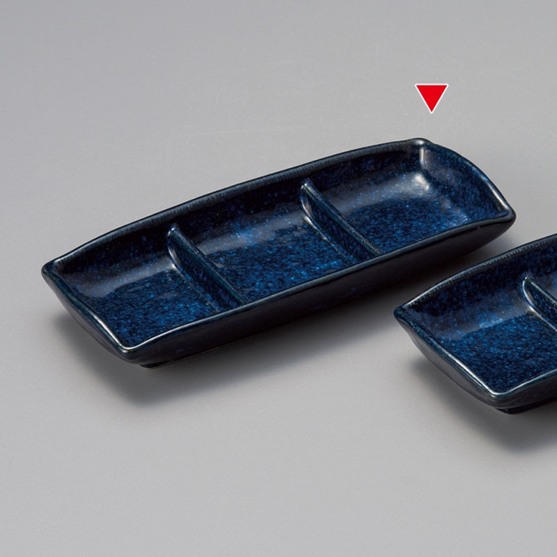 山万 36943-550 窯変紺三品皿 1個（ご注文単位1個）【直送品】