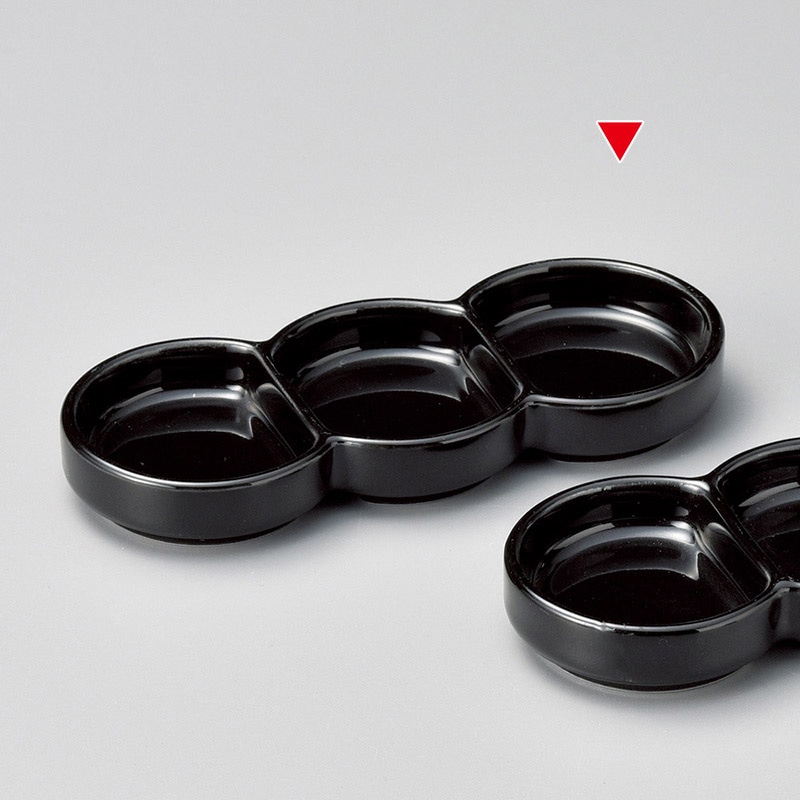 山万 36941-570 黒丸三品盛 1個（ご注文単位1個）【直送品】