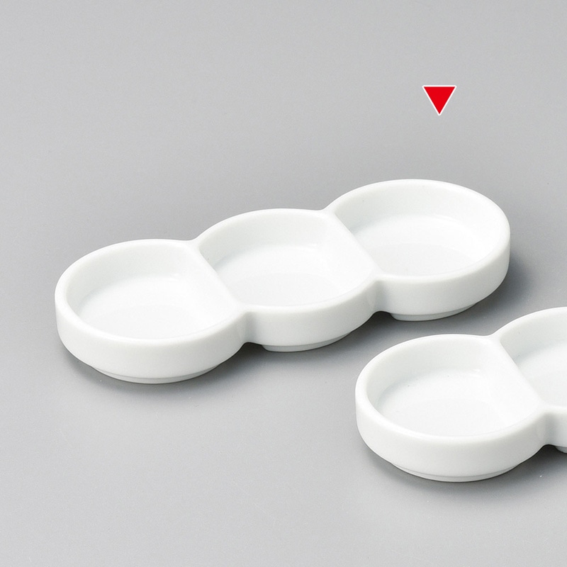 山万 36939-570 白磁丸三品盛 1個（ご注文単位1個）【直送品】