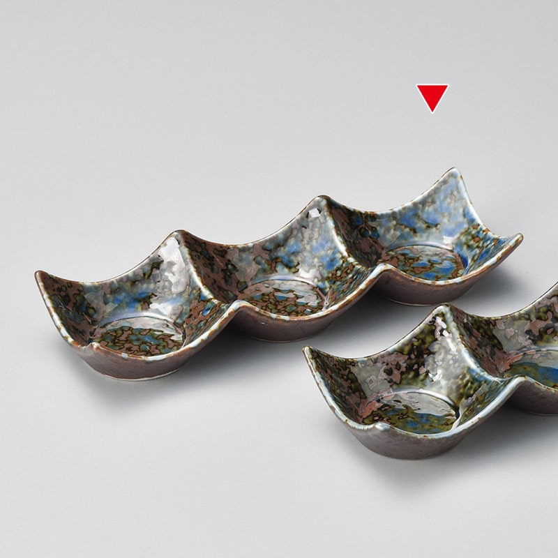 山万 37001-430 いろり石目型3連皿(小) 1個（ご注文単位1個）【直送品】