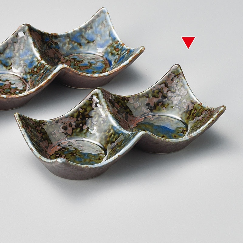 山万 37002-430 いろり石目型2連皿(小) 1個（ご注文単位1個）【直送品】