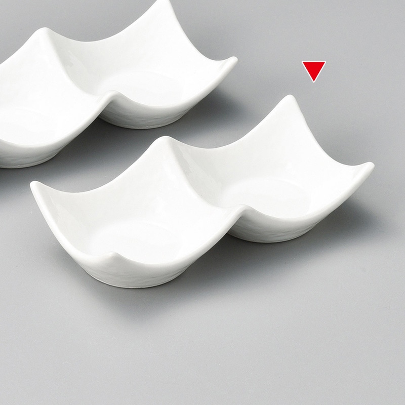 山万 37004-430 白磁石目型2連皿(小) 1個（ご注文単位1個）【直送品】