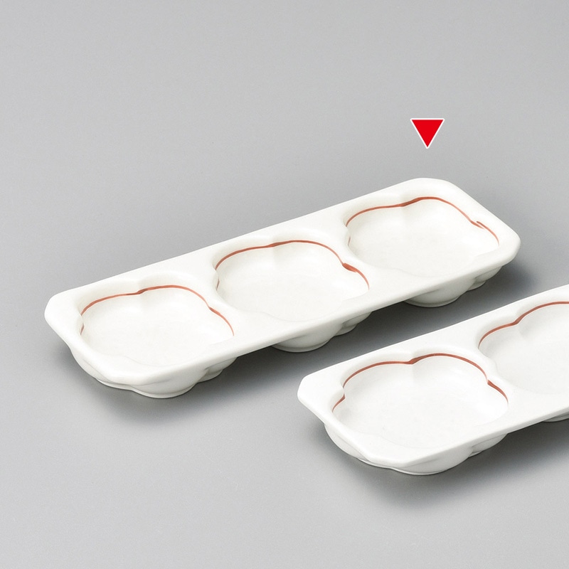 山万 37029-550 赤ライン梅型三品盛 1個（ご注文単位1個）【直送品】