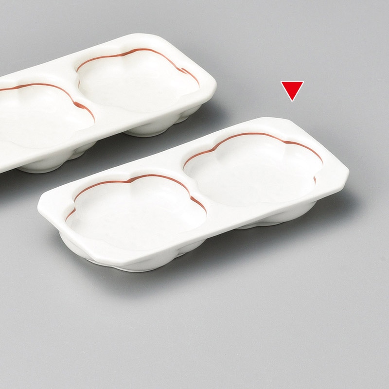 山万 37030-550 赤ライン梅型二品盛 1個（ご注文単位1個）【直送品】