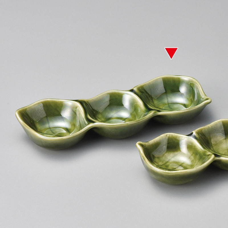 山万 37047-570 織部木の葉三品盛 1個（ご注文単位1個）【直送品】