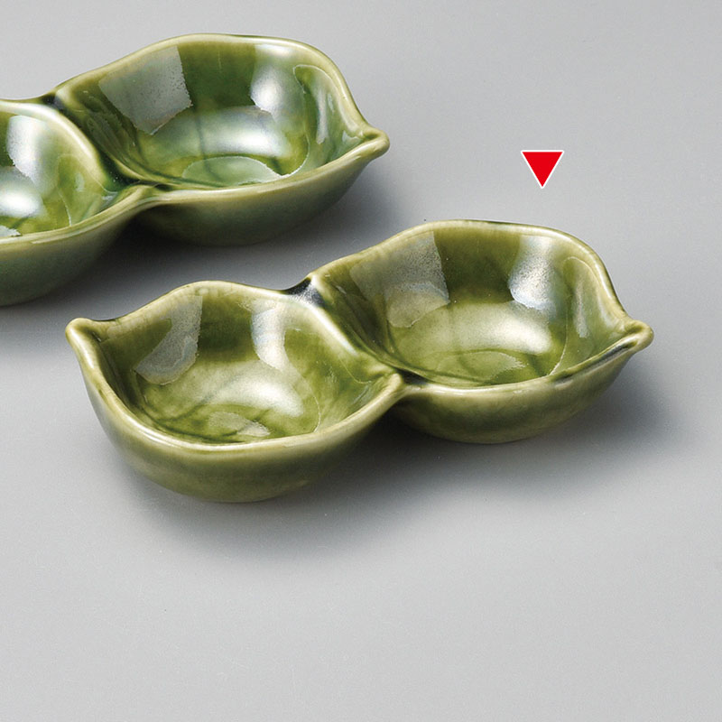 山万 37048-570 織部木の葉二品盛 1個（ご注文単位1個）【直送品】