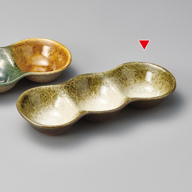 山万 37104-570 織部かすみ丸三品盛(大) 1個(ご注文単位1個)【直送品】