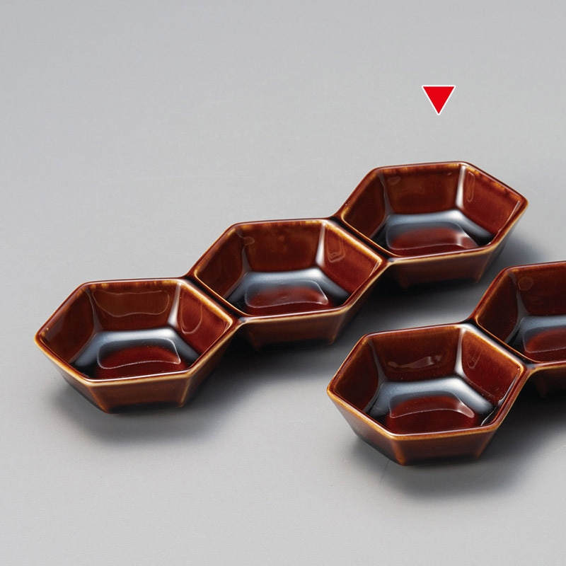 山万 37109-580 アメ釉六角3連 1個（ご注文単位1個）【直送品】