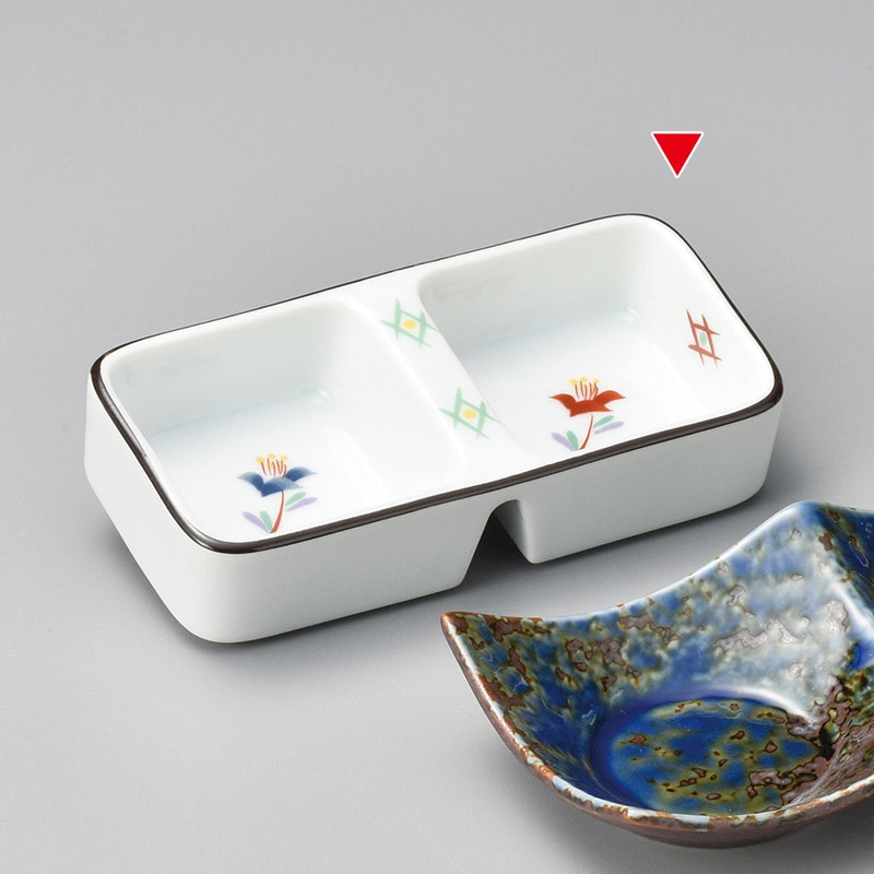 山万 37135-550 赤絵小花二品盛 1個（ご注文単位1個）【直送品】