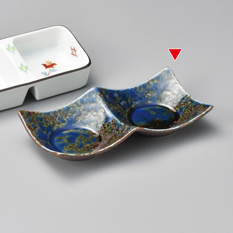 山万 37136-430 いろり石目型2連皿(大) 1個（ご注文単位1個）【直送品】