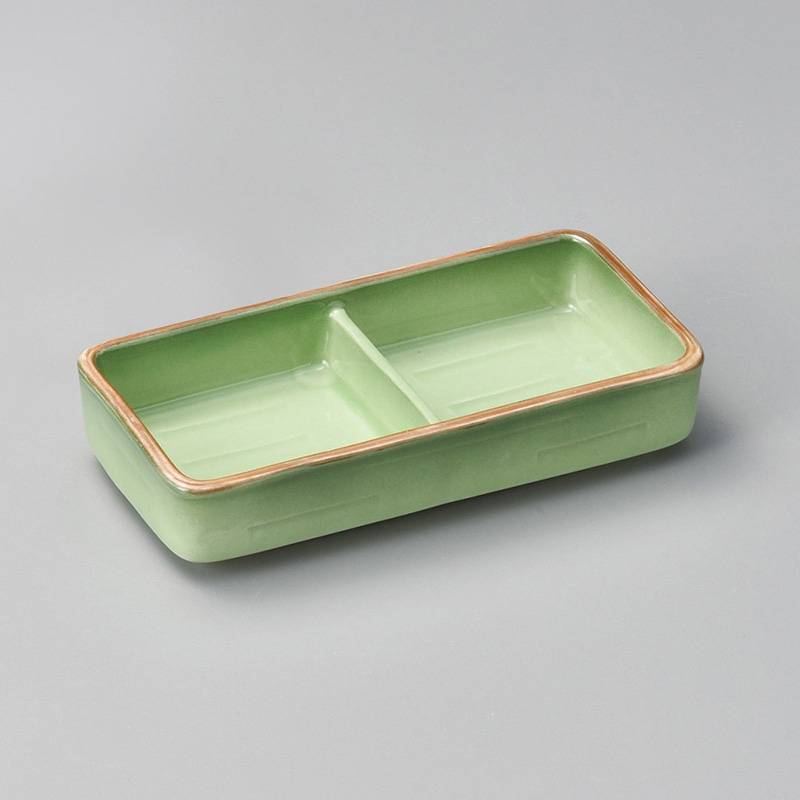 山万 37147-550 緑彩二品盛(大) 1個（ご注文単位1個）【直送品】