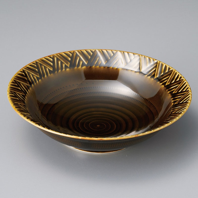 山万 37205-730 ブラウンウェーブ鉢(波佐見焼) 1個（ご注文単位1個）【直送品】