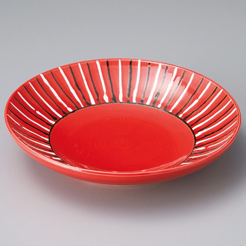 山万 37212-440 朱赤十草23cm麺皿 1個（ご注文単位1個）【直送品】