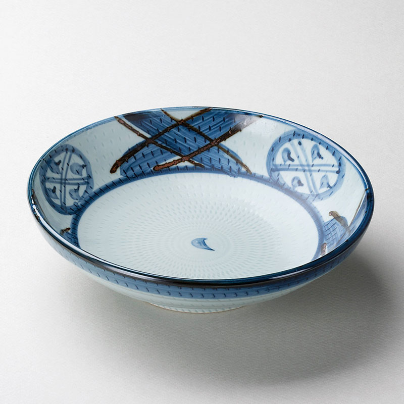 山万 37216-170 錆格子丸紋トチリ7.5麺皿 1個（ご注文単位1個）【直送品】