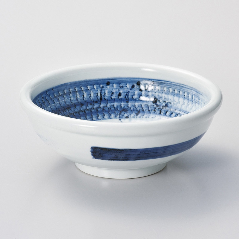 山万 38008-250 軽量土呉須刷毛目玉渕7.3浅丼 1個（ご注文単位1個）【直送品】