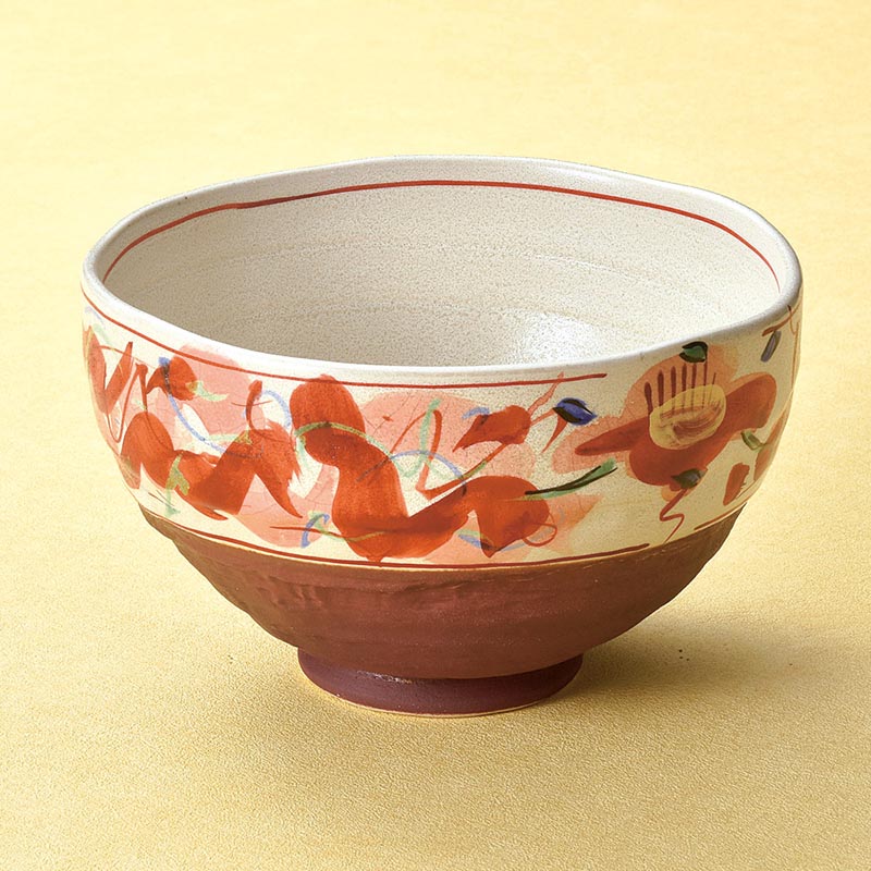 山万 38202-140 赤絵花鳥赤ひずみ丼 1個（ご注文単位1個）【直送品】