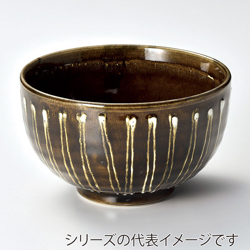 山万 38617-180 黒釉白一珍夏目4.8丼 1個（ご注文単位1個）【直送品】