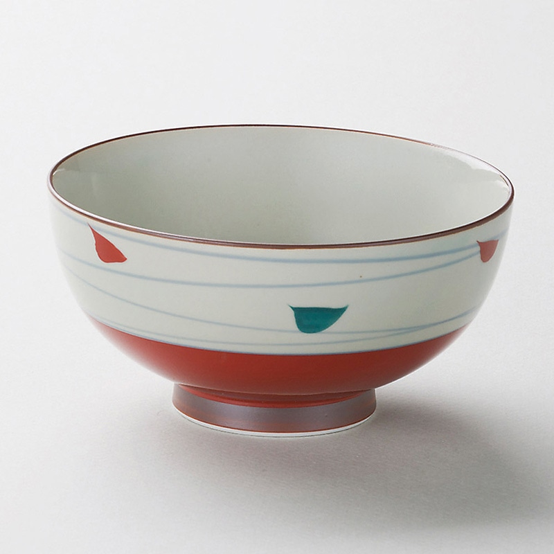 山万 38621-730 朱巻めん鉢(有田焼) 1個（ご注文単位1個）【直送品】