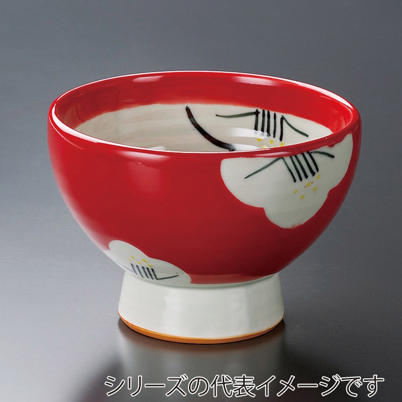 山万 38609-130 赤椿高台4寸丼 1個（ご注文単位1個）【直送品】