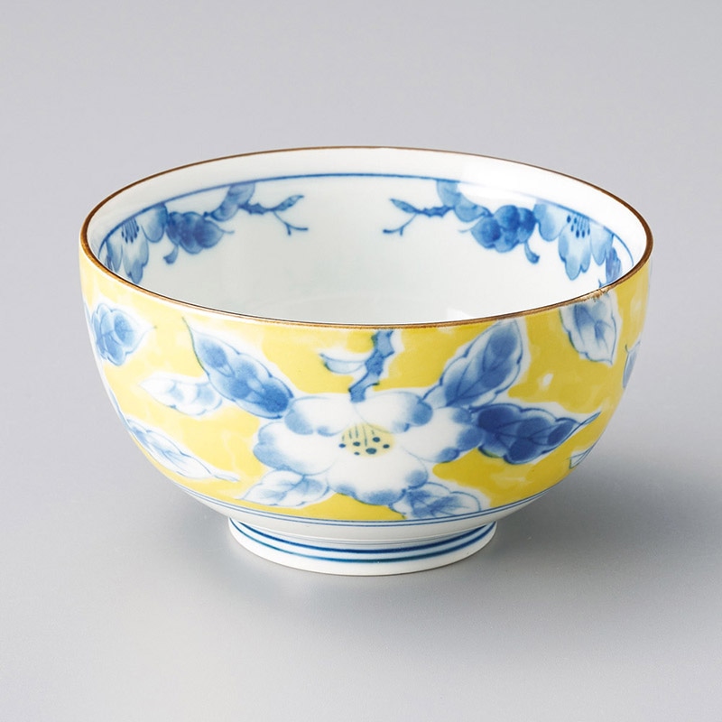 山万 39634-310 黄彩花紋お好み丼(小) 1個（ご注文単位1個）【直送品】