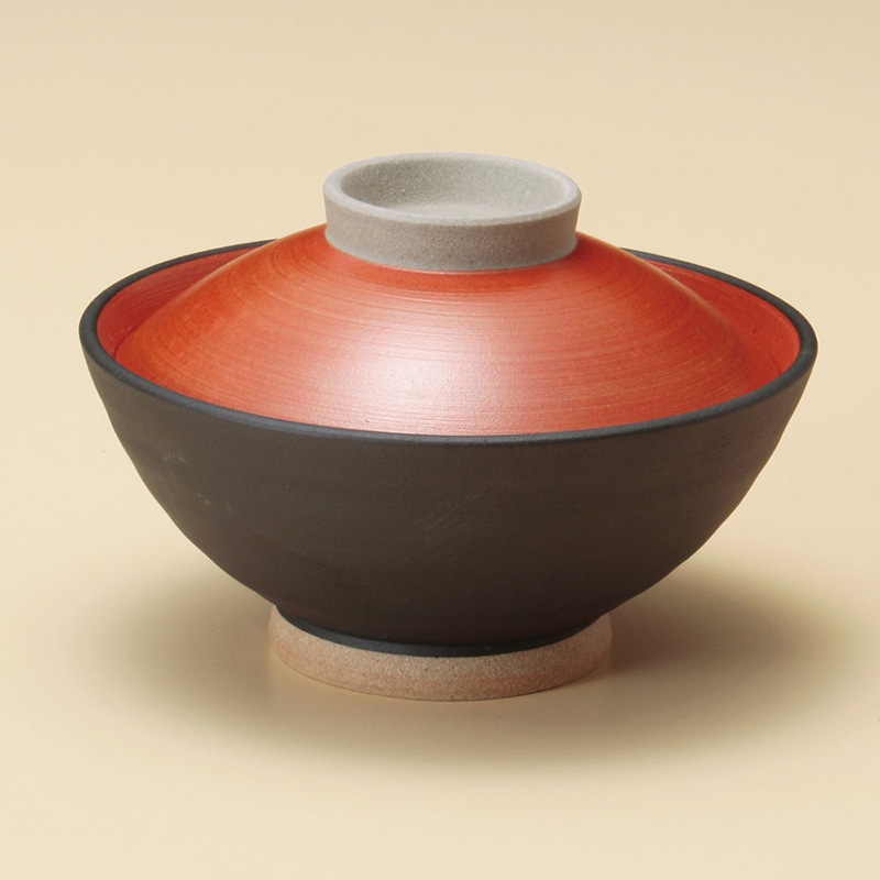 山万 40106-580 黒塗内朱蓋付大茶 1個（ご注文単位1個）【直送品】