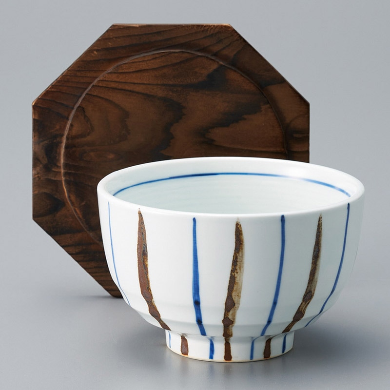 山万 40516-550 染付二色十草飯器蓋付 1個（ご注文単位1個）【直送品】