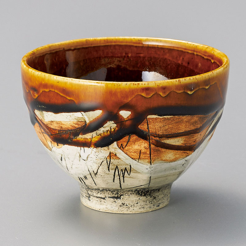 山万 40605-510 飴釉刻紋面取大汲出 1個（ご注文単位1個）【直送品】