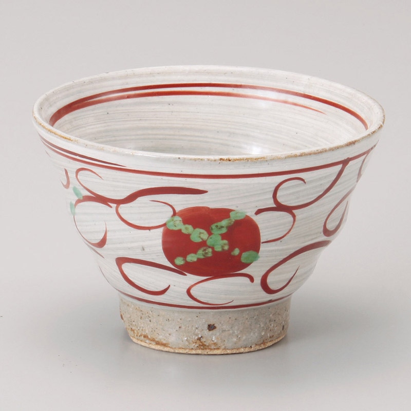 山万 40612-510 朱丸紋切高台煎茶(手描き) 1個（ご注文単位1個）【直送品】