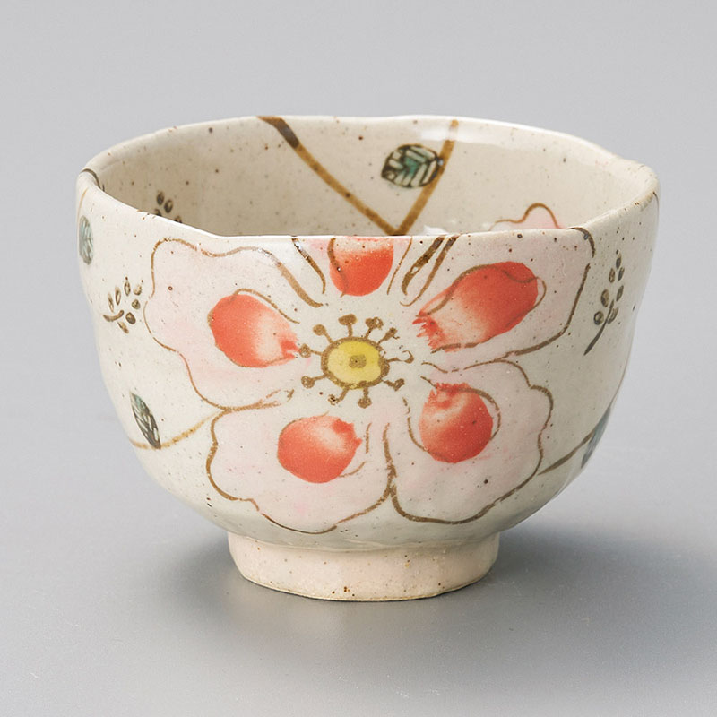 山万 40622-330 花つなぎいっぷく碗 ピンク 1個（ご注文単位1個）【直送品】