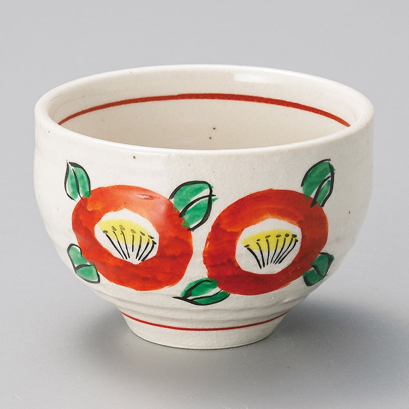 山万 40713-230 手描椿一服碗 1個（ご注文単位1個）【直送品】