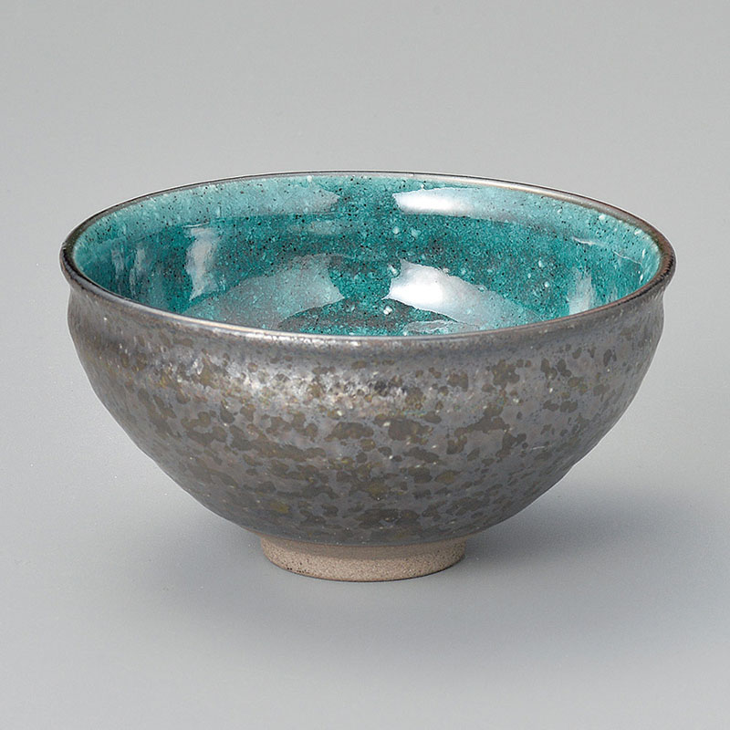 山万 41001-460 鉄結晶塗分(トルコ)京型抹茶碗 1個（ご注文単位1個）【直送品】