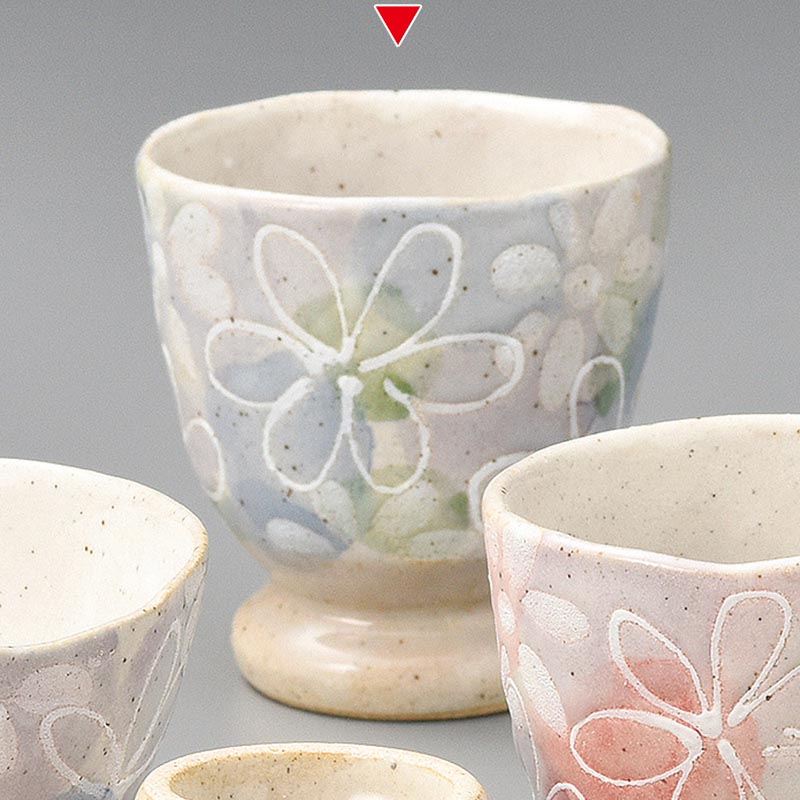 山万 41241-510 刷毛一珍花湯呑 青 大  1個（ご注文単位1個）【直送品】