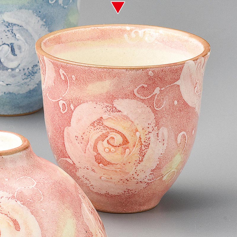 山万 41238-510 ホワイトローズ湯呑 ピンク 1個（ご注文単位1個）【直送品】