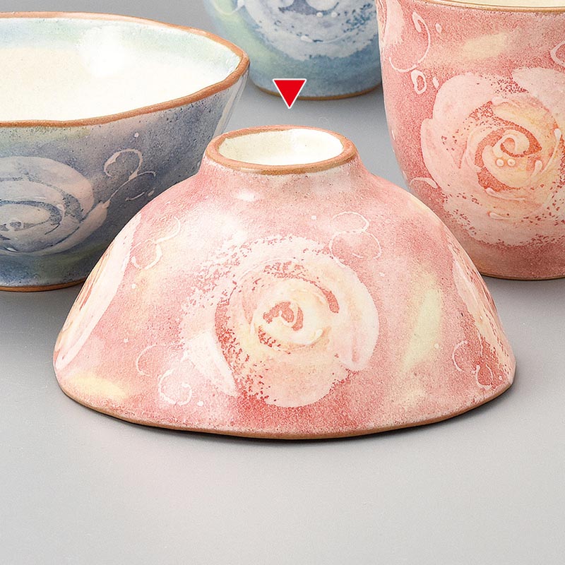 山万 41240-510 ホワイトローズ飯碗 ピンク 1個（ご注文単位1個）【直送品】