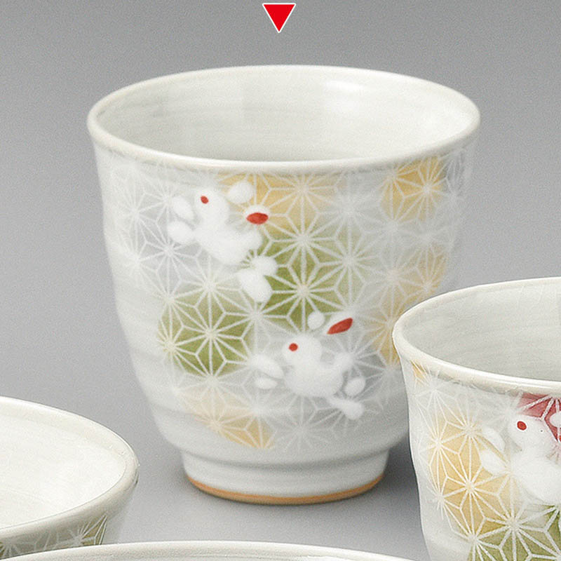 山万 41313-570 麻の葉うさぎ青湯呑 1個（ご注文単位1個）【直送品】