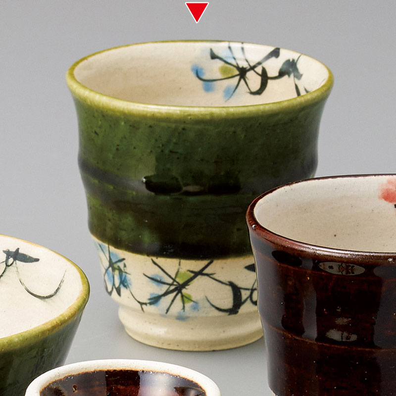 山万 41329-270 織部草花湯呑 1個（ご注文単位1個）【直送品】