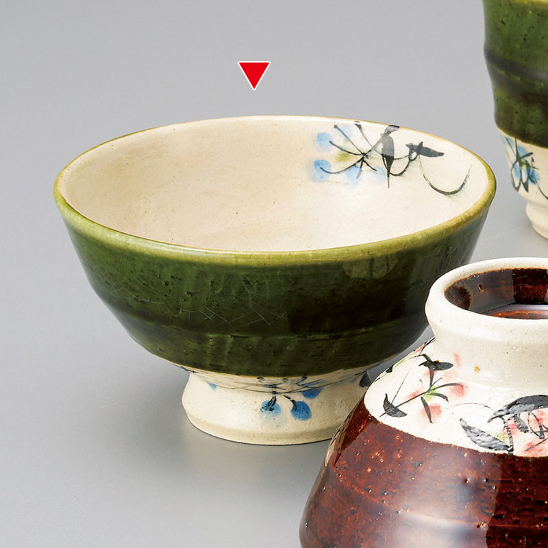 山万 41331-270 織部草花飯碗 1個（ご注文単位1個）【直送品】