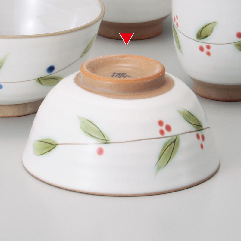 山万 41348-190 粉引木の実(赤)茶碗(中) 1個（ご注文単位1個）【直送品】