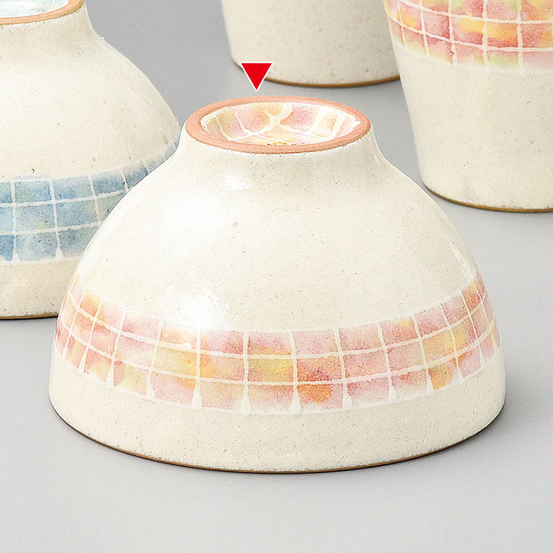 山万 41416-510 粉引モザイク飯碗 ピンク 1個（ご注文単位1個）【直送品】