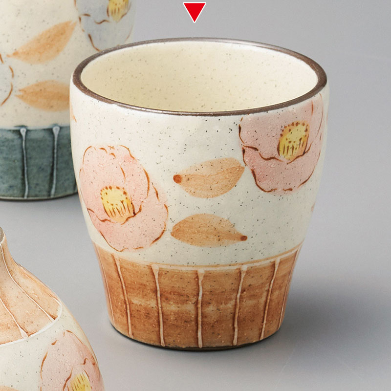 山万 41410-510 椿ストライプ 赤湯呑 1個（ご注文単位1個）【直送品】