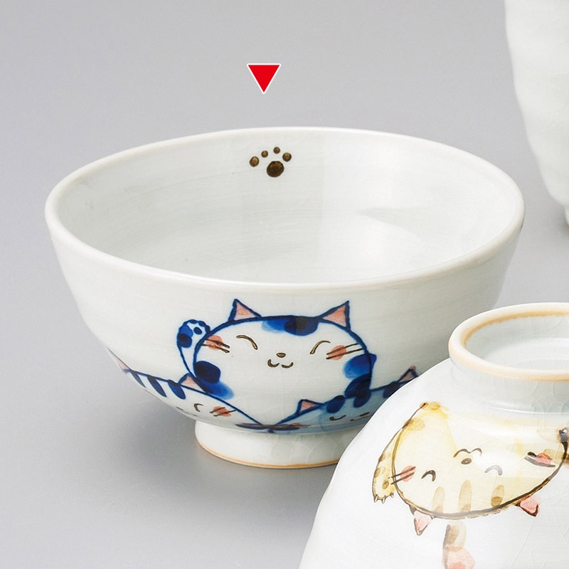 山万 41431-270 猫づくし 青飯碗 1個（ご注文単位1個）【直送品】